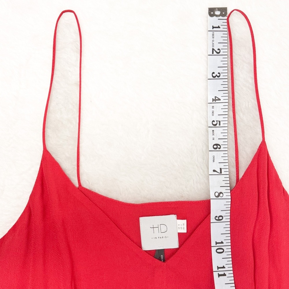 HD in Paris Anthropologie Dress Womens 4 Coral Red Pleated Midi Slip Cami - Picture 10 of 12
